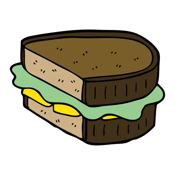 Sandwich Chargé Gribouille Dessin Animé — Image vectorielle