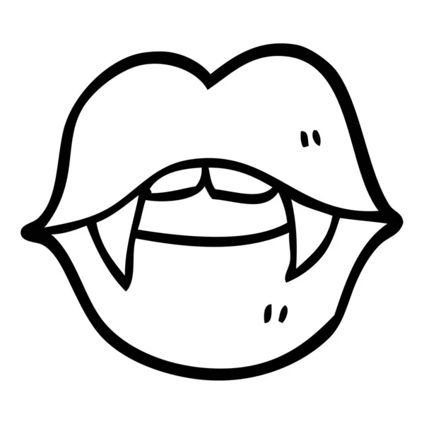 Black White Cartoon Vampire Mouth — Stock Vector