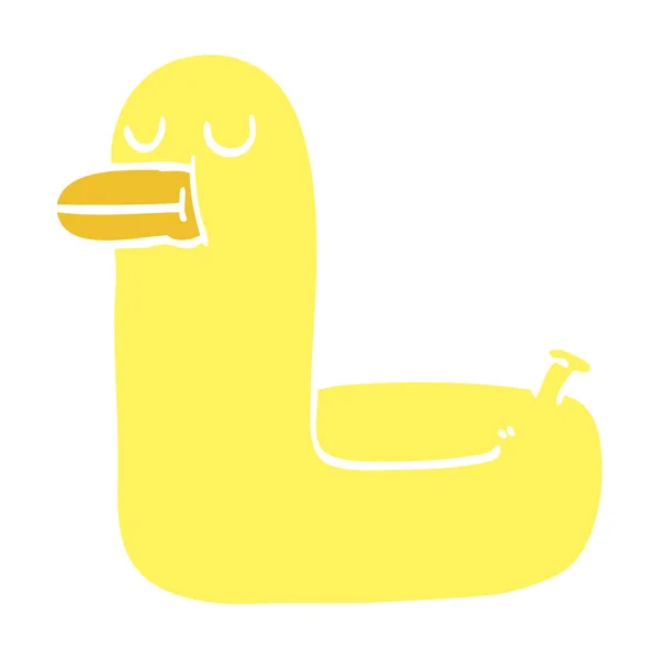 単色イラスト漫画黄色いリング鴨 — ストックベクタ