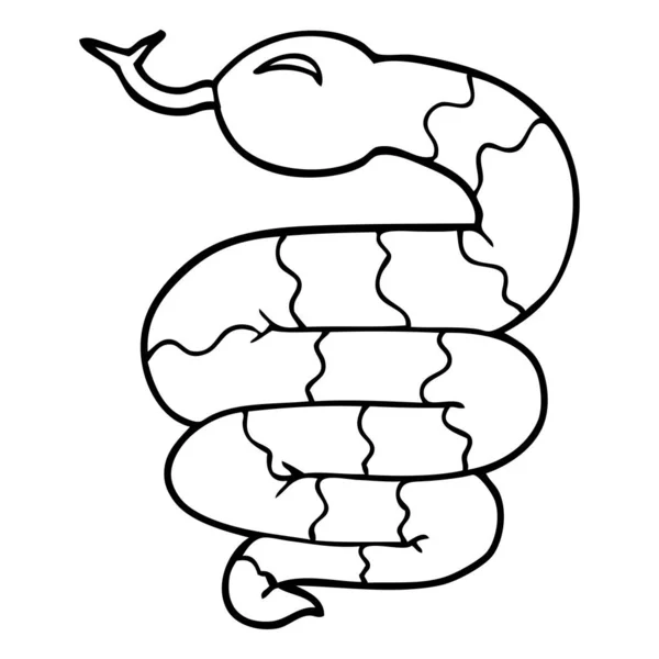 Línea Dibujo Dibujos Animados Serpiente — Archivo Imágenes Vectoriales