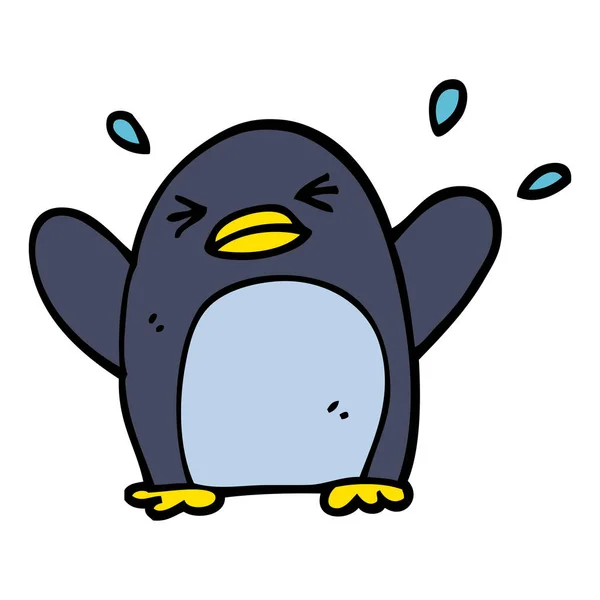 Handgezeichneter Doodle Stil Cartoon Flatternder Pinguin — Stockvektor