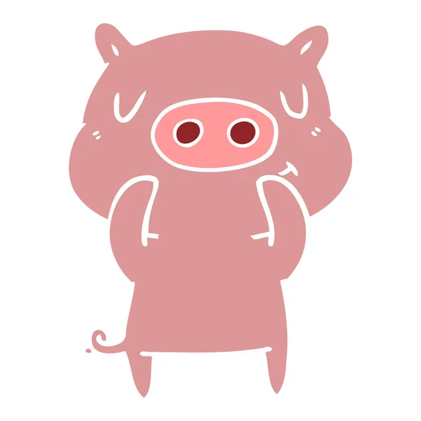 Плоский Стиль Мультфильм Содержание Свиньи — стоковый вектор