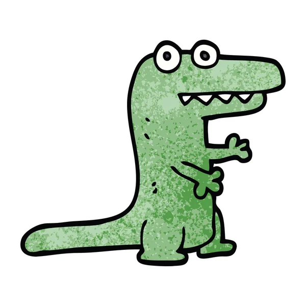 Desenho Animado Doodle Crocodilo Ilustração — Vetor de Stock
