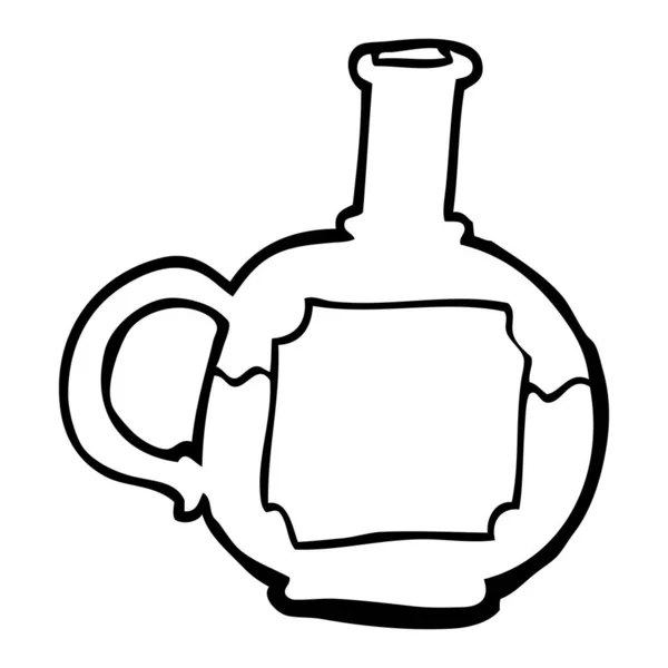 Lijntekening Cartoon Van Potion Fles — Stockvector