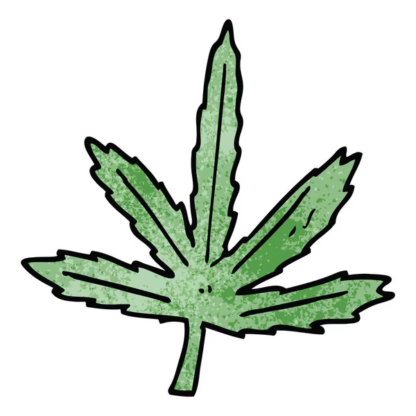 Kartun Doodle Daun Ganja - Stok Vektor