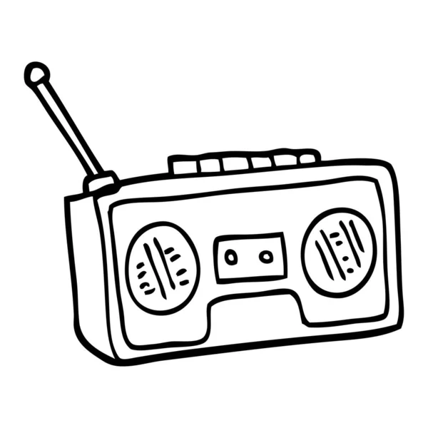 Lettore Radio Cartone Animato Bianco Nero — Vettoriale Stock