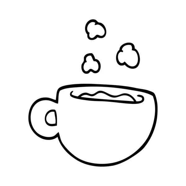 Linha Desenho Desenho Desenho Animado Xícara Chá — Vetor de Stock