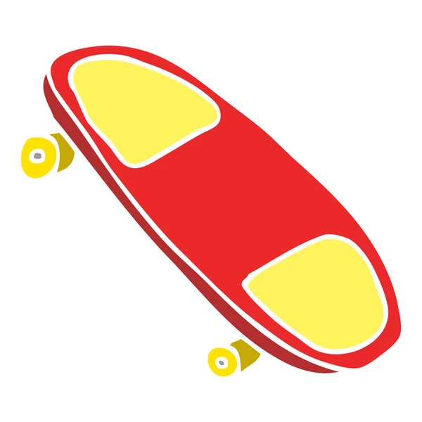 Dessin Animé Doodle Skateboard Plat Icône Vecteur Illustration — Image vectorielle