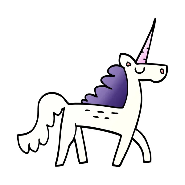 Dessin Animé Doodle Mystique Licorne — Image vectorielle