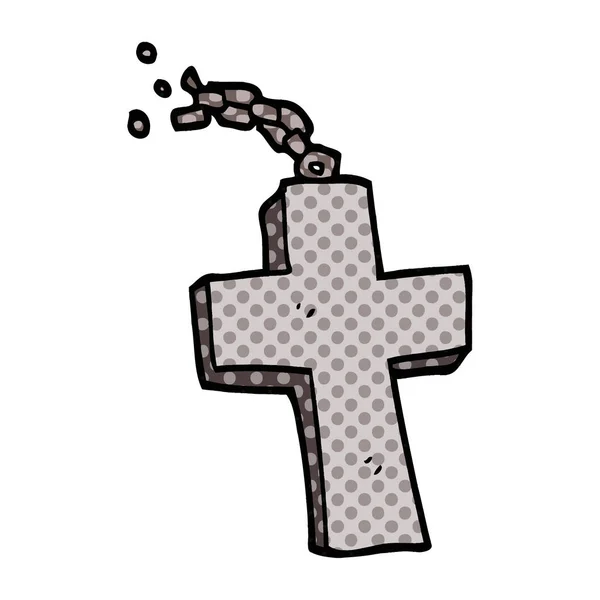 漫画落書き銀の十字架 — ストックベクタ