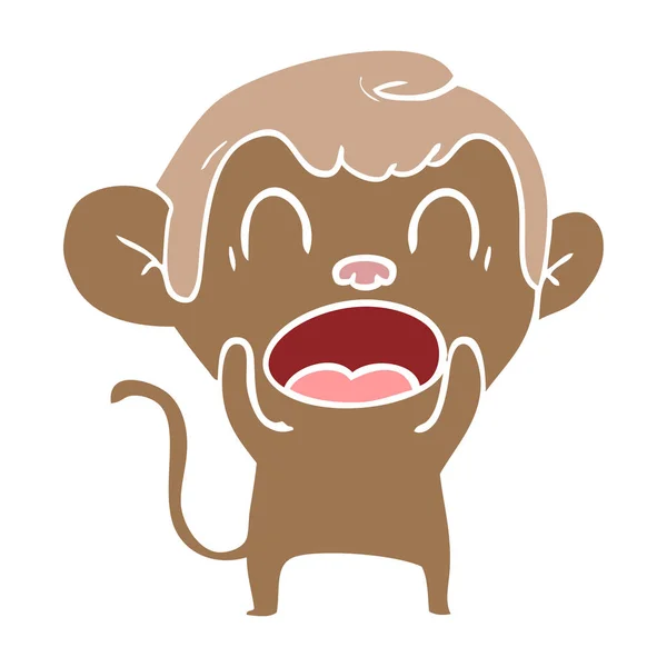 Shouting Flat Color Style Cartoon Monkey — Stock Vector