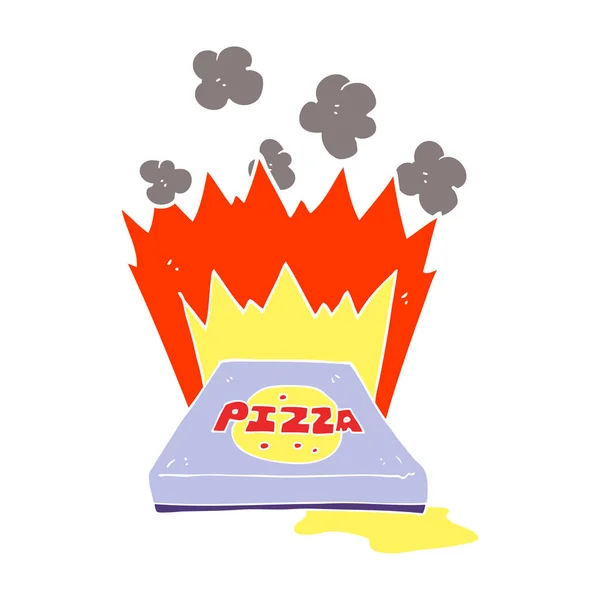 Egale Kleur Illustratie Van Verbazingwekkende Pizza — Stockvector