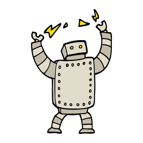Hand Drawn Doodle Style Cartoon Giant Robot — Stock Vector