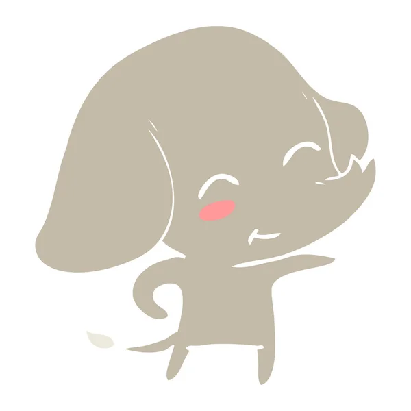 Cute Flat Color Style Cartoon Elephant — Stock Vector