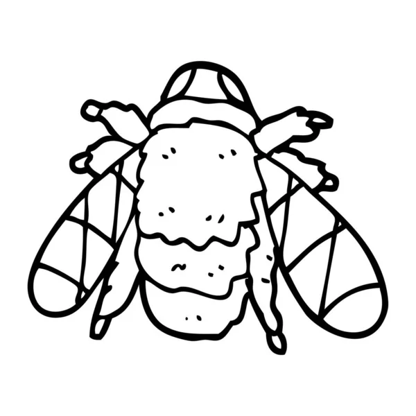 Line Drawing Cartoon Doodled Bee — Stock Vector