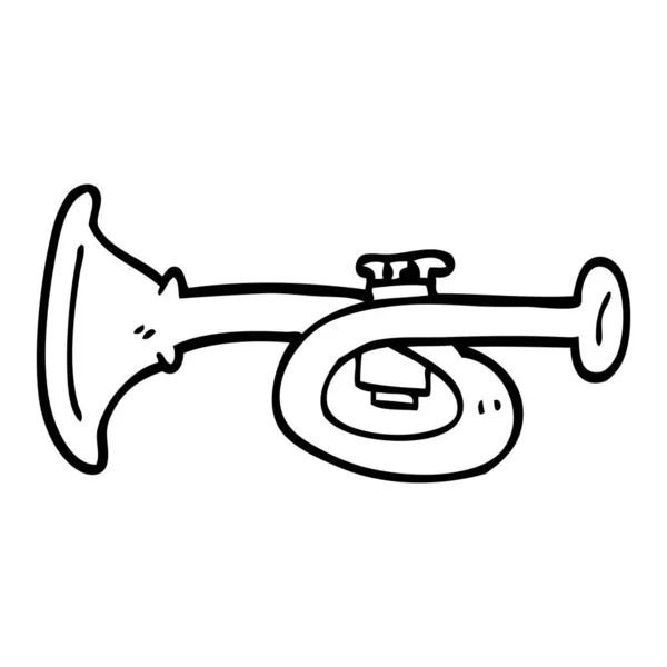 Linha Desenho Banda Desenhada Trompete Metal — Vetor de Stock