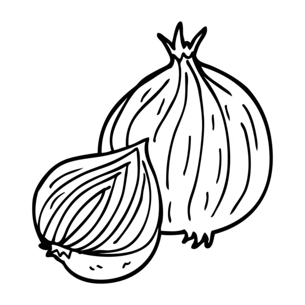 Line Drawing Cartoon Onion — Stock Vector