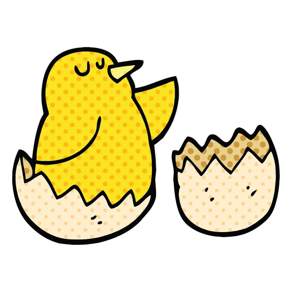 Comic Book Style Cartoon Hatching Bird — Stock Vector