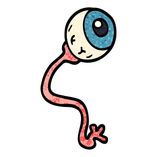 Grunge Grosseiro Texturizado Ilustração Cartoon Eyeball — Vetor de Stock