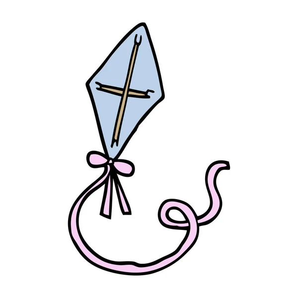Χέρι Συρμένο Doodle Στυλ Καρτούν Kite — Διανυσματικό Αρχείο