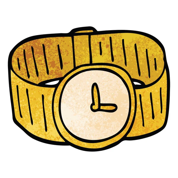 Cartoon Doodle Gold Wrist Watch — Stock Vector
