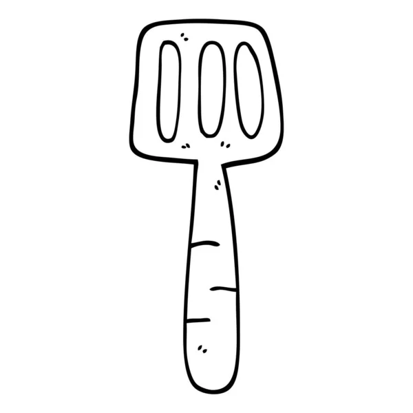 Line Drawing Cartoon Food Spatula — Stock Vector