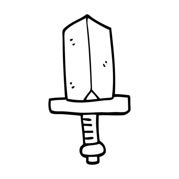 Line Drawing Cartoon Jeweled Dagger — Stock Vector