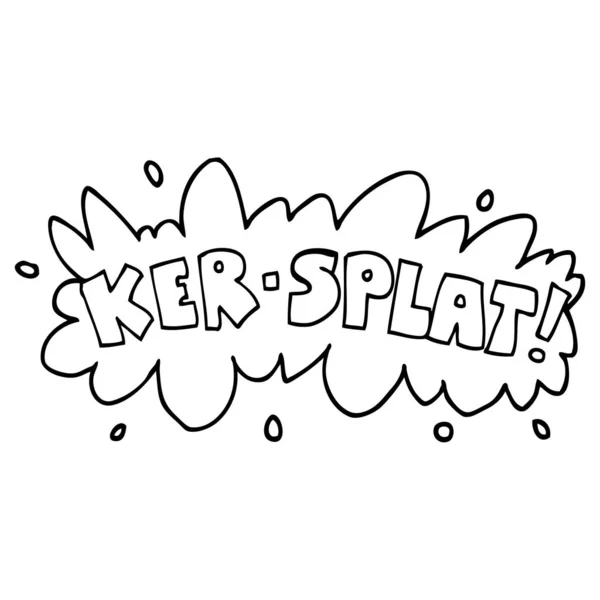 Linha Desenho Desenhos Animados Palavras Ker Splat — Vetor de Stock