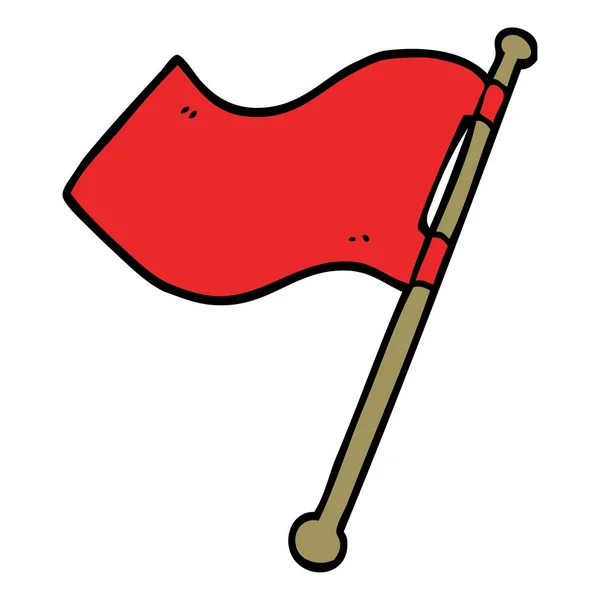 Dessin Animé Doodle Drapeau Rouge — Image vectorielle