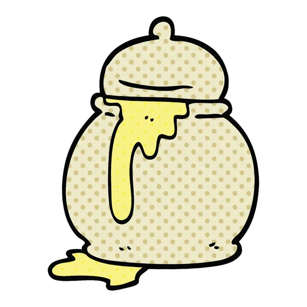 漫画书风格动画片蜂蜜壶 — 图库矢量图片
