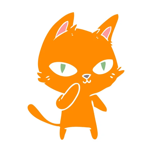 Plat Couleur Style Dessin Animé Chat Fixe — Image vectorielle