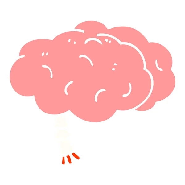 Flat Color Illustration Cartoon Brain — Stock Vector