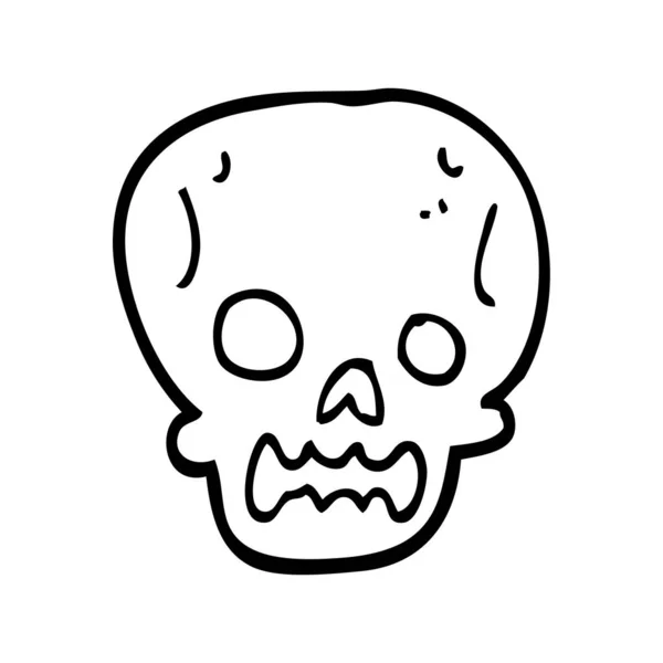 Line Drawing Cartoon Halloween Skull — Stock Vector