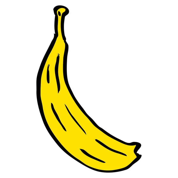Kreskówka Doodle Banan Żółty — Wektor stockowy