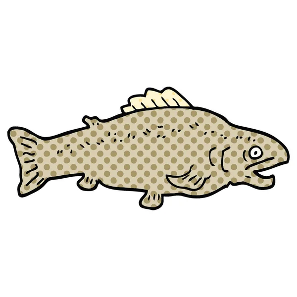 Comic Book Style Cartoon Large Fish — стоковый вектор