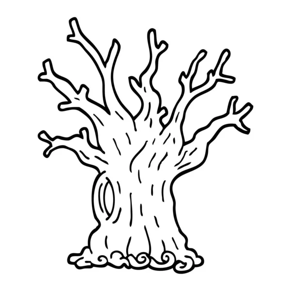 Albero Cartone Animato Bianco Nero — Vettoriale Stock