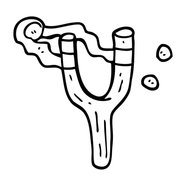 Línea Dibujo Dibujos Animados Catapulta Juguete — Vector de stock