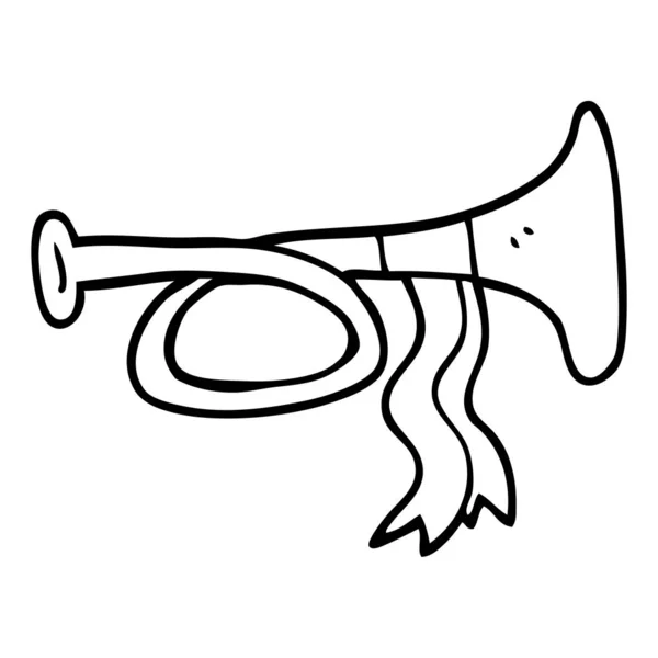 Kreslení Čar Kreslených Mosaz Horn — Stockový vektor