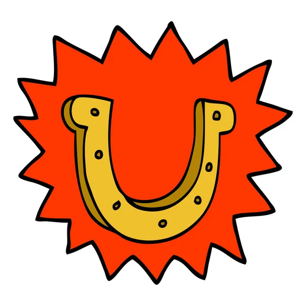 Мультфильм Каракули Сумасшедший Счастливый Символ Подковы — стоковый вектор