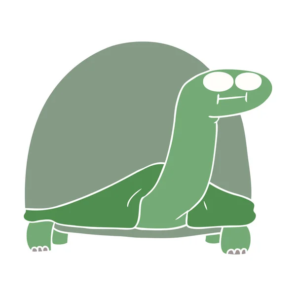 Flat Color Style Cartoon Tortoise — Stock Vector