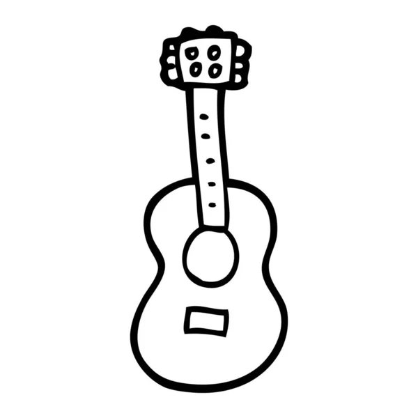 Linienzeichnung Cartoon Gitarre — Stockvektor