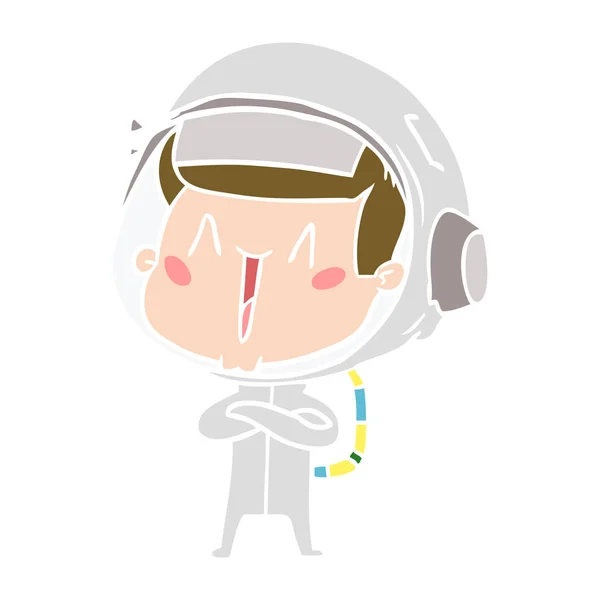 Glücklich Flache Farbe Stil Cartoon Astronaut — Stockvektor