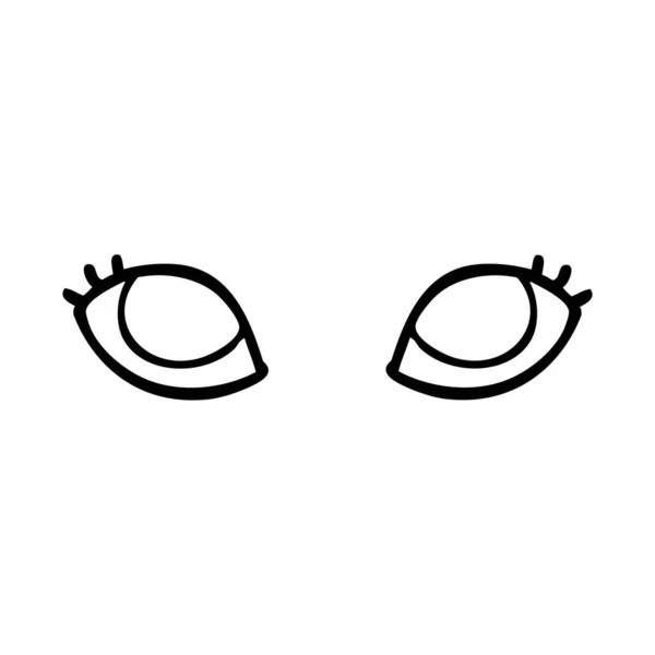 Línea Dibujo Dibujos Animados Ojos Azules — Vector de stock