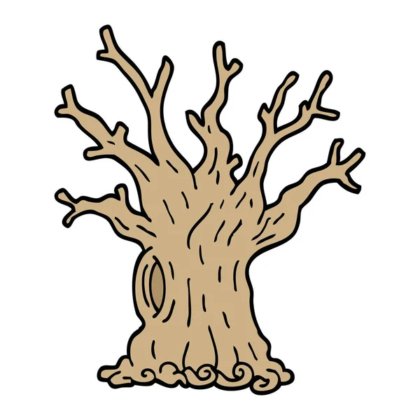 Hand Drawn Doodle Style Cartoon Tree — Stock Vector