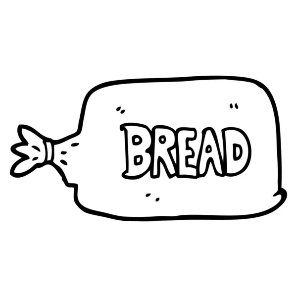 Line Drawing Cartoon Bread Bag — Stock Vector