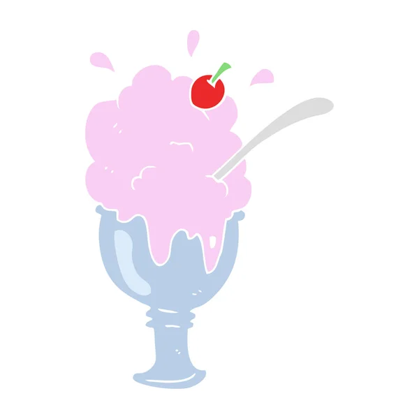 Illustration Couleur Plate Crème Glacée — Image vectorielle