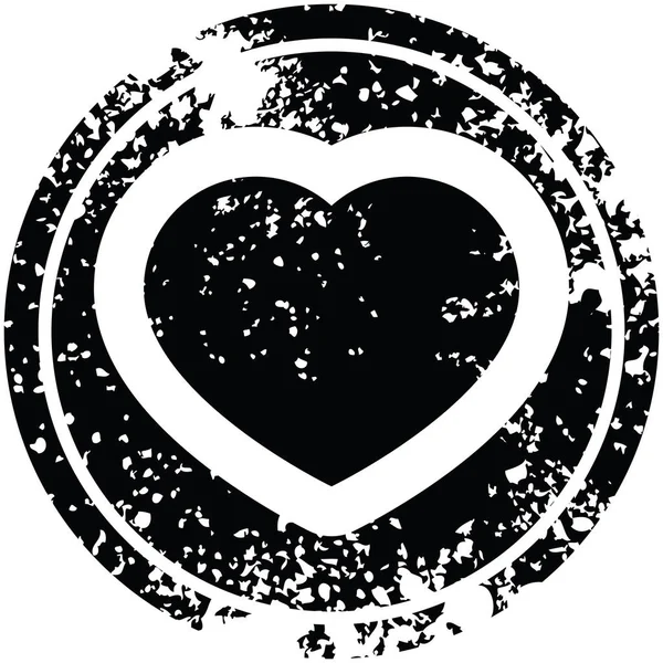 Heart Graphic Vector Circular Distressed Symbol — Stock Vector