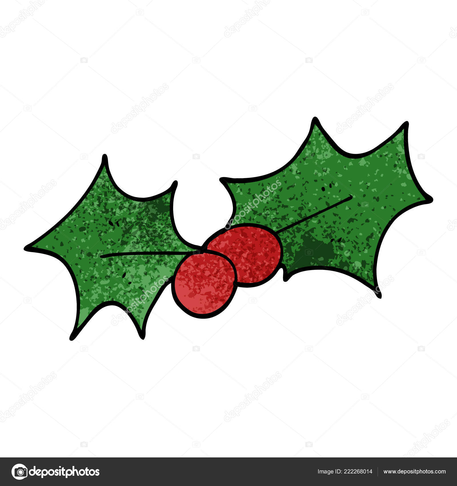 Cartoon Doodle Christmas Holly Stock Vector C Lineartestpilot