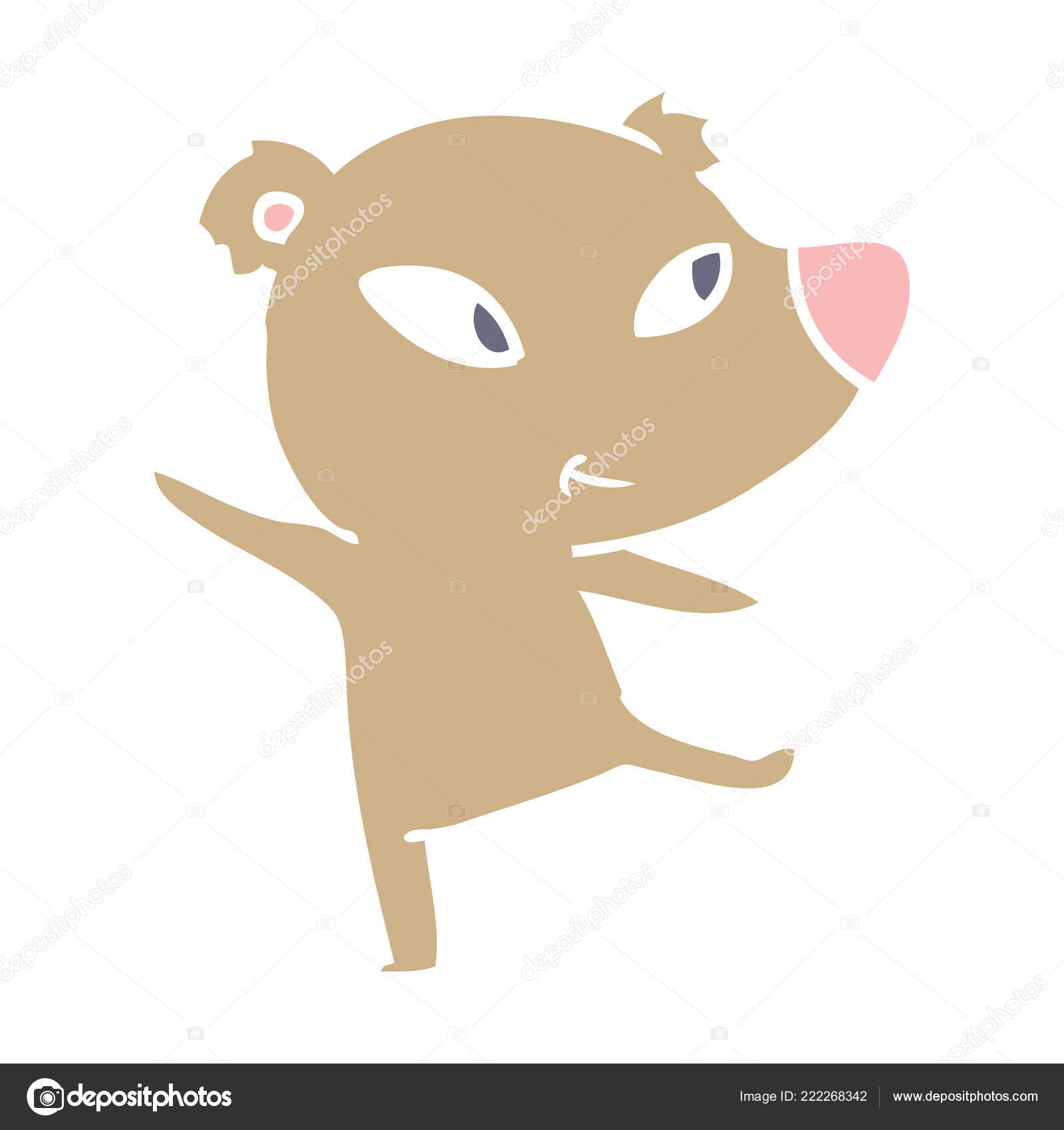 ダンスかわいいフラット カラー スタイル漫画クマ ストックベクター ダンスかわいいフラット カラー スタイル漫画クマ ストックベクター