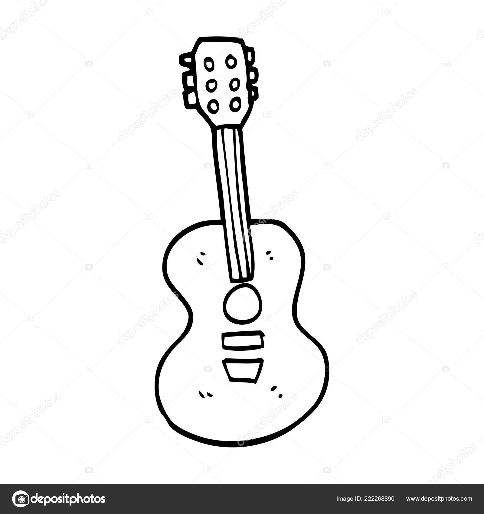 Line Drawing Cartoon Old Guitar Stock Vector Image by ©lineartestpilot  #222268890